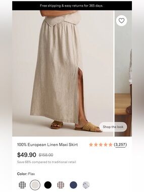 100% cotton European Linen Maxi Skirt in Flax